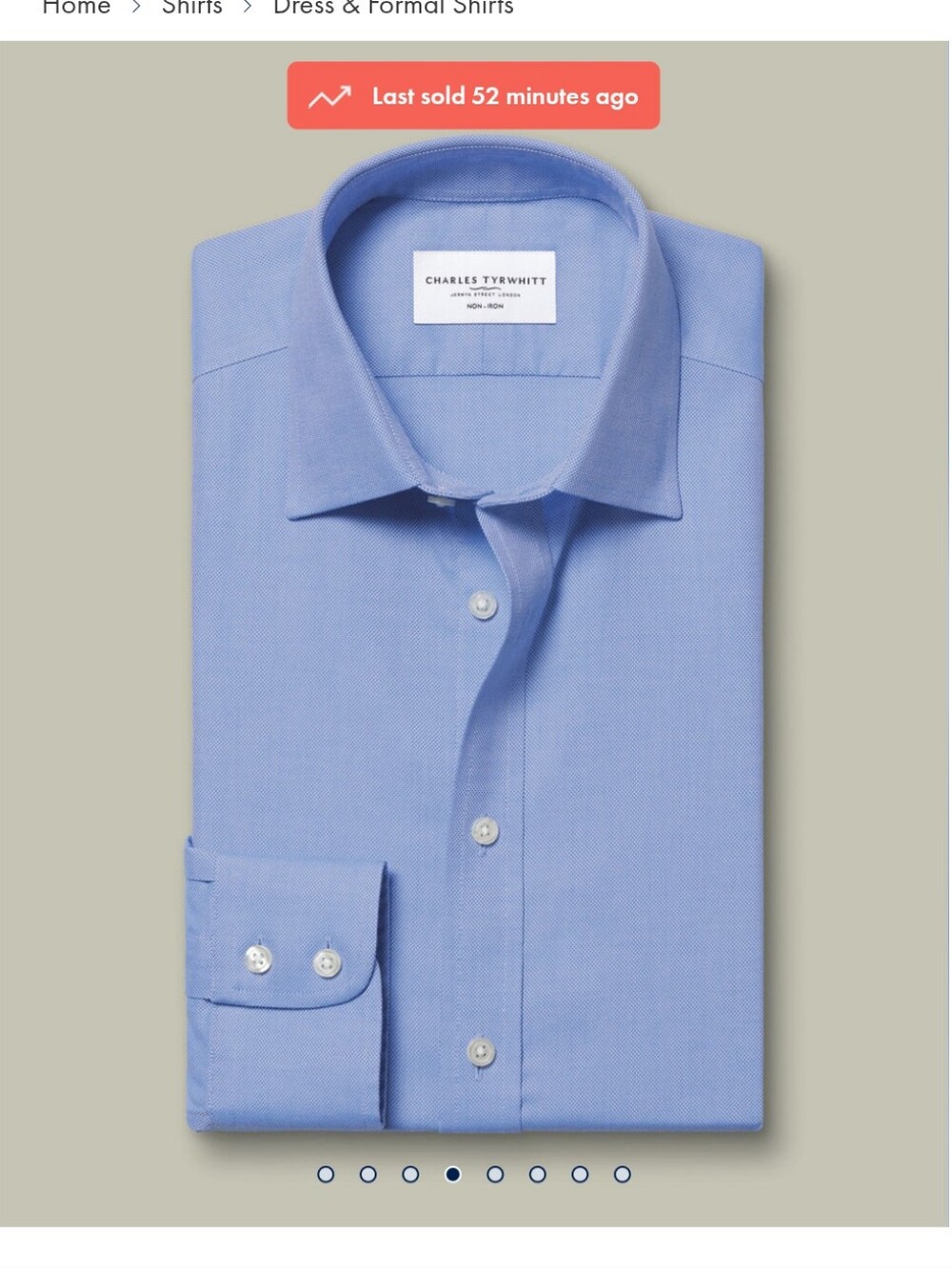 Charles Tyrwhitt Non-Iron Royal Oxford Shirt - Ocean Blue- 17/35in - Picture 8 of 11